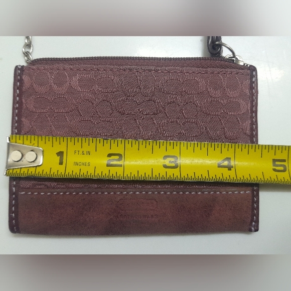 Coach Patterned Keychain Card Wallet In Plum - Picture 11 of 12